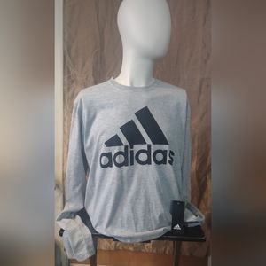 Àdidas grey and black logo long sleeve golf tee
